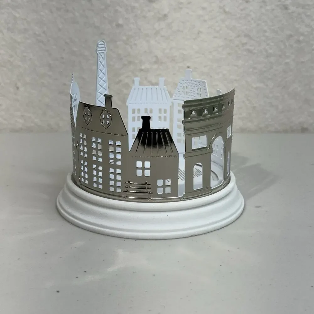 Bath & Body Works X Emily In Paris 3-Wick Candle Holder Silver Paris Cityscape